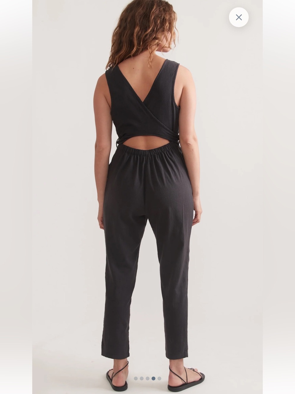 MARINE LAYER Eloise Jumpsuit Sleeveless Black Tie-Waist Tencel Stretch Sz Large - Picture 2 of 16